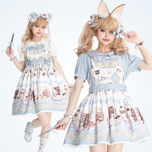全款预约gd原创设计爱丽丝兔jsklolita连衣裙，高腰背带
