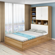 现代简约小户型一体床板式床双人床衣柜床组合榻榻米床高箱储物床