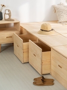 榻榻米木箱拼床小户型卧室床，加宽飘窗地台柜，实木床高箱储物床收纳