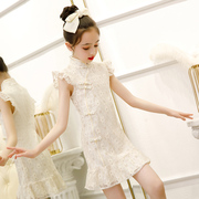 2023夏季儿童旗袍，中国风女童蕾丝，连衣裙小孩洋气公主唐装薄款