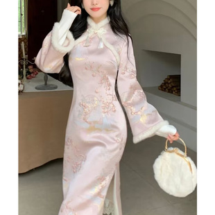 新中式冬装民国小洋装出阁宴旗袍2023伴娘服在逃公主风晚礼服