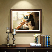 美式玄关装饰画人物油画客厅复古壁画单幅艺术挂画卧室餐厅墙画