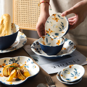舍里繁花日式家用陶瓷餐具，网红创意碗碟组合套装饭碗汤碗菜盘子