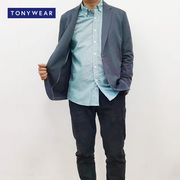 TONY WEAR/汤尼威尔春秋男士小细格简约扣领长袖全棉休闲衬衫衬衣