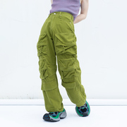 clp军绿色多口袋工装裤，休闲裤男宽松直筒，阔腿垂感户外运动长裤潮