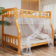 子母床蚊帐下g铺梯形梯柜家用下床免安装上下铺实木双层床蚊帐
