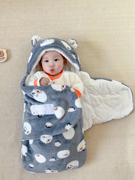 婴儿抱被新生儿防惊跳睡袋 宝宝秋冬加厚款襁褓纯棉初生包巾外出