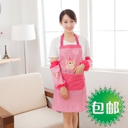 防油家用厨房做饭棉布防水围裙袖套套装餐厅饭店工作韩版卡通罩衣