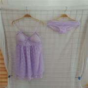 LY2196紫色蕾丝吊带睡衣+短裤