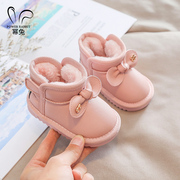 女宝宝雪地靴冬季幼儿童鞋子1-3岁加绒加厚棉鞋小童婴儿防水保暖2