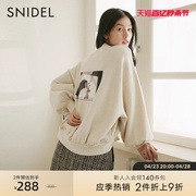 SNIDEL秋冬猫和老鼠合作款落肩圆领长袖印花棉针织卫衣SWCT215116