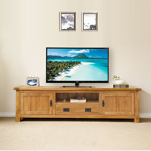 英式白橡木电视柜仿古纯原木组合纯实木家具矮柜客厅视听柜落地柜