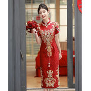 敬酒服新娘年轻款时尚，款红色结婚礼服，女订婚夏季回门便装改良旗袍