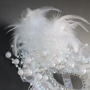 2023万圣节h舞会公主面具女蕾C丝派对半脸面具白色羽毛半脸眼罩