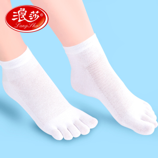浪莎五指袜女超薄透气夏季分，指头五趾袜，纯棉防臭短袜脚趾袜子女士