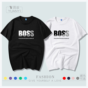 BOSS创意印花白领涨工资暗示男士短袖纯棉T恤青年夏宽松大码T恤衫