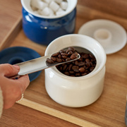 咖啡糖罐高颜值方糖储存罐密封盖糖缸陶瓷家用欧式糖果罐糖盅