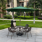 户外桌椅网红庭院露天茶桌铁艺休闲阳台茶几椅子带伞三件套装组合