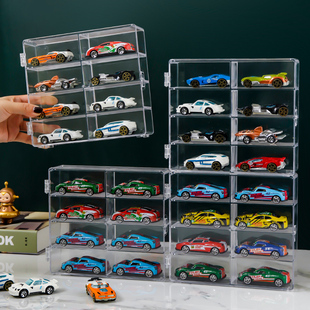 风火轮收纳盒合金小汽车模型TOMICA1 64儿童玩具多美卡透明展示架