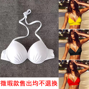 2021欧美大罩杯比基尼泳衣女上衣单件大胸钢托聚拢大码bikini