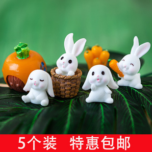 烘焙生日蛋糕装饰品摆件网红小兔子，韩式迷你胡萝卜箩筐田园风格