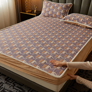 加厚雕花牛奶绒床笠单件加绒法兰珊瑚绒防滑全包裹床垫保护套床罩