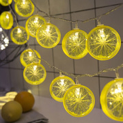 led仿真柠檬片灯串 电池款装饰水果灯串 室内外庭院太阳能柠檬灯