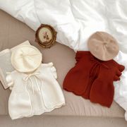 2023春夏女宝宝针织毛线衣(毛线衣，)纯色飞袖开衫，马甲婴儿百搭薄款背心外套
