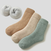 冬季加厚羊毛袜子男女安哥拉兔羊毛袜加厚保暖毛圈袜保暖毛巾袜子