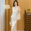 新中式亮片刺绣清冷白色穿搭套装女2024夏精致薄纱马甲外套半身裙