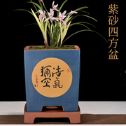 宜兴紫砂花盆小叶紫檀梅花榕树，松树花卉绿植古典四方，陶瓷盆景盆