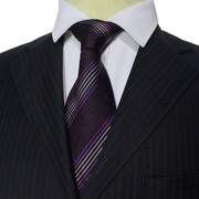 紫色白色十字交叉格子真丝领带商务职业桑蚕丝领带男礼盒装J170