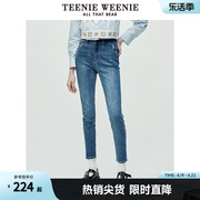 teenieweenie小熊夏牛仔裤，长裤黑色小脚裤铅笔裤，修身裤子女士