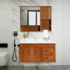 法蒽莎简欧中式橡木浴室柜，组合卫生间陶瓷，洗手盆洗脸池实木卫浴柜
