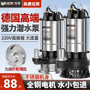 潜水泵2v家用抽水机高扬程大流量小型农用灌溉抽粪泥浆排污水泵20