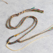 手搓棉线编织藏式唐卡吊坠手编金刚，结挂脖绳子项链绳民族风饰品绳