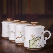 景德镇手绘茶杯陶瓷杯带盖过滤泡，茶杯家用个人办公室水杯子茶具
