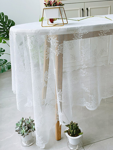 复古网纱镂空白色蕾丝布玫瑰桌布，野餐布盖布摆拍背景，布法式(布法式)