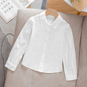 女童衬衫春秋新中式，女孩纯棉白色衬衣盘扣，国风百搭长袖上衣