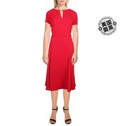 laurenralphlauren女式乔其纱，短袖中长连衣裙-红色，美国奥