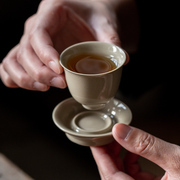 中式草木灰茶杯托复古杯垫隔热陶瓷杯垫功夫茶具茶道零配茶垫家用