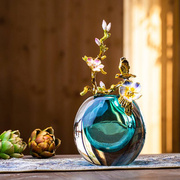高档珐琅彩玻璃，花瓶客厅摆件手工，创意轻奢家居装饰柜艺术品
