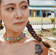 颈项链波西米亚彩球流苏项圈，海岛旅行刺绣串珠，夏女饰品泰国民族风