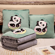熊猫抱枕被子两用靠枕，办公室午睡枕头，汽车车用空调毯子二合一车载