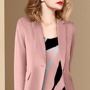 欧美名媛秋季女装2023气质西装套装粉色西服时尚连衣裙两件套
