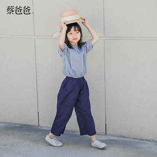 蔡爸爸原创童装亚麻夏装女童短袖上衣气质收腰短款小衫755+969