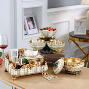 果盘糖果盘创意家用欧式客厅装饰品茶几摆件高档多层干果盘三件套