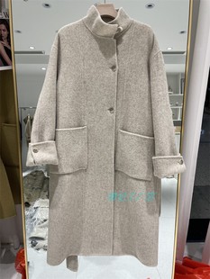 欧洲站高端定制羊毛大衣，2023秋冬女装外套，双面呢绵羊毛欧美风立领