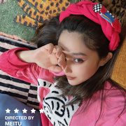 R&U 粉红色少女梦幻发箍y2k发饰 时髦元素混搭编织宽发卡