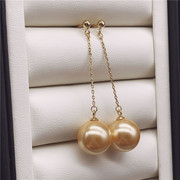 925纯银天然淡水金珍珠粉耳环 耳钉长款珍珠耳饰 韩国时尚送妈妈